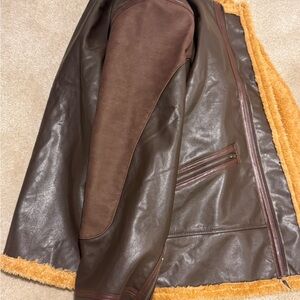 Men's Brown Leather Jacket with Shearling Lining
